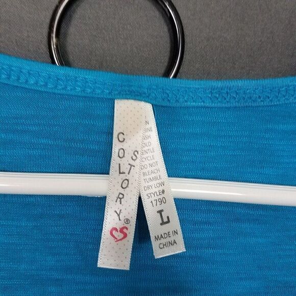 Color Story Large Electric Blue Short Sleeve Pocket Tee Shirt Top T Shirt NWOT - Picture 8 of 13